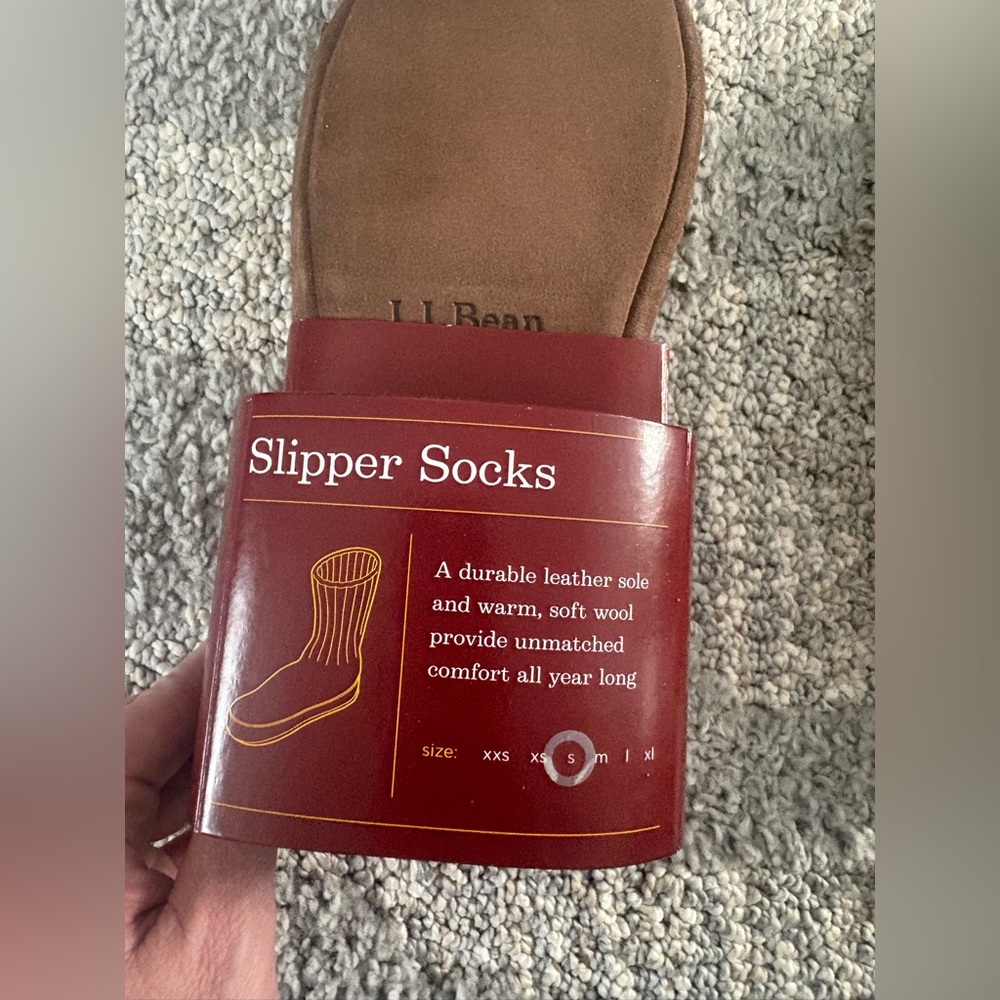 L.L. Bean Slipper Socks - Warm Brown Unisex - Men’s 7.5-8.5     Women’s 9-10